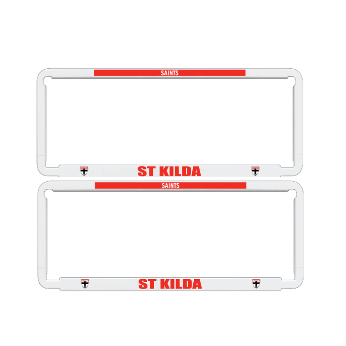 2x OFFICIAL AFL ST KILDA Car Number Plate Frame Cover Surround NEW logo