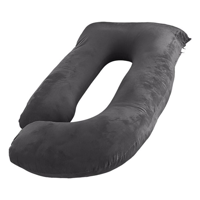 Catzon Pregnancy Pillow J Shaped Velvet Cover-black(l)