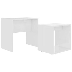 vidaXL Coffee Table Set High Gloss White Engineered Wood Accent Nesting Table