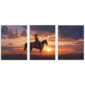 3pcs The Woman on the Prairie at Sunset Print 100% Australian Made 3 x 40x60cm (Metal Print)