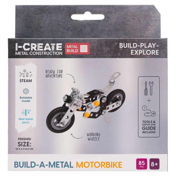 iCreate Build Your Own Metal Motorbike Kit - 85 Piece Set