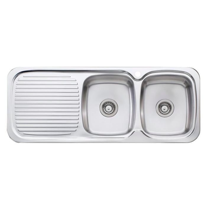 Oliveri LakeLand Double Bowl Topmount Sink - With Drainer