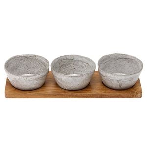 4pc Ladelle Artisan Deep Bowl Set w/ Wooden Board