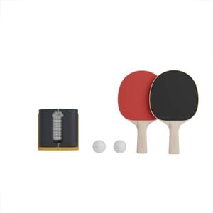 Table Tennis Set For Small Tables With Rollnet + 2 Ppr100 Bats + 2 Balls - One Size