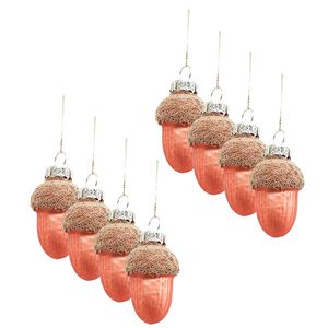 8PK Urban Mini Acorn Hanging Christmas Tree Decoration 5cm Apricot