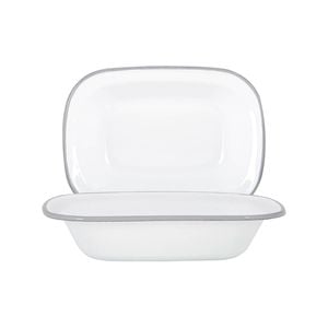 Argon Tableware White Enamel Pie Dishes - 25.5cm - Pack of 2