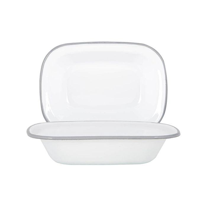 Argon Tableware White Enamel Pie Dishes - 25.5cm - Pack of 2