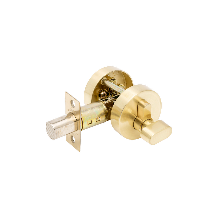 Zanda 54mm Diameter Satin Brass Round Slimline Deadbolt, Single Cylinder Throw 27mm (Key/Turn)