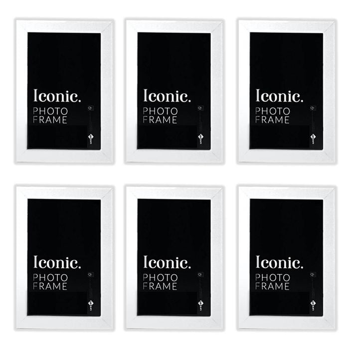 6PK Unigift 40x50cm Iconic MDF Glass Photo Frame Picture Holder - White