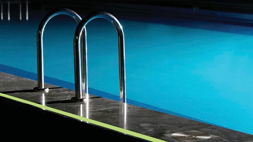 Swimming pool railing.