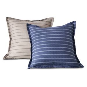 Dreamaker Amalfi Stripe 100% Cotton Reversible Tailored European Pillowcase Twin Pack