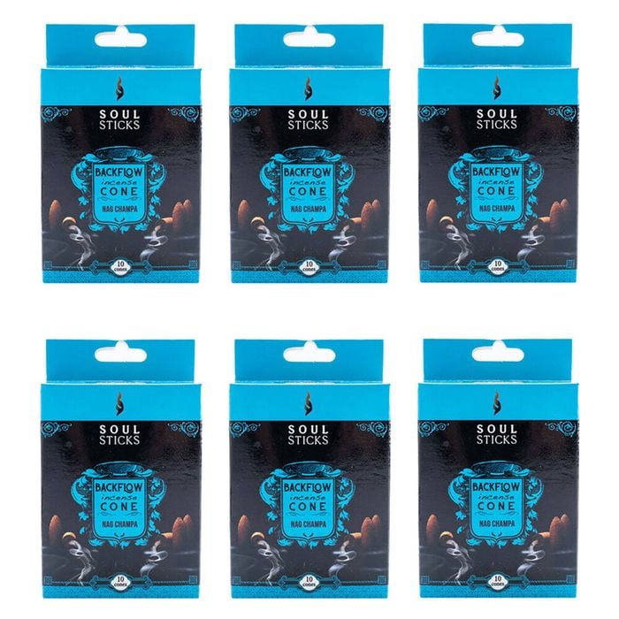 6x 10pc Wild Scents Soul Sticks Backflow Incense Cones Fragrance Nag Champa