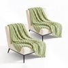 SOGA 2 Pack Light Green Flannel Polyester Throw Blanket 150x200cm