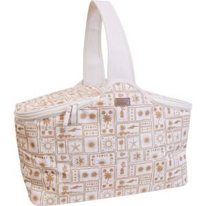 LVD Insulated Postcard Picnic Cooler Carry Bag 48x26cm White/Orange