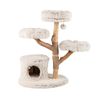 Costway Modern Cat Tree 102CM Real Wood Branch Condo 2 Flower Platform-Natural