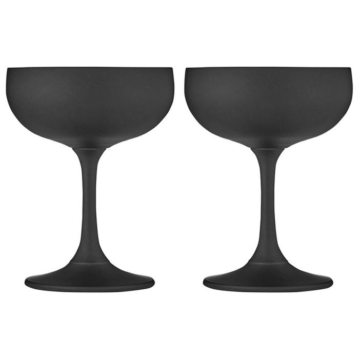 Tempa Aurora 2 Piece Coupe Glass Set 220ml 9.5X9.5X12.5cm   - Black