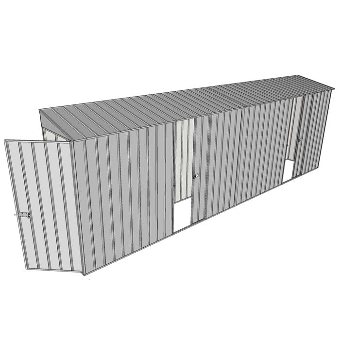Build-a-Shed 0.8 x 6 x 2m Hinged Door Tunnel Shed with Dual Single Sliding Side Doors - Zinc