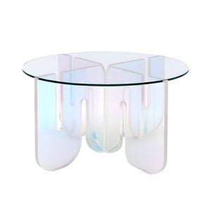 Nordhavn Iridescent Acrylic Bedside Table, Round Nightstand Accent End Table