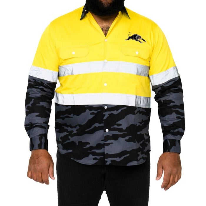 NRL Panthers 'Camo' Hi-Vis L/S Cotton Drill Shirt - XL