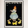 Galrie Charming Vintage Puppen Dolls Advertising Poster for Home Decor, Black Frame, 70 x 100cm (28 x 40inch)