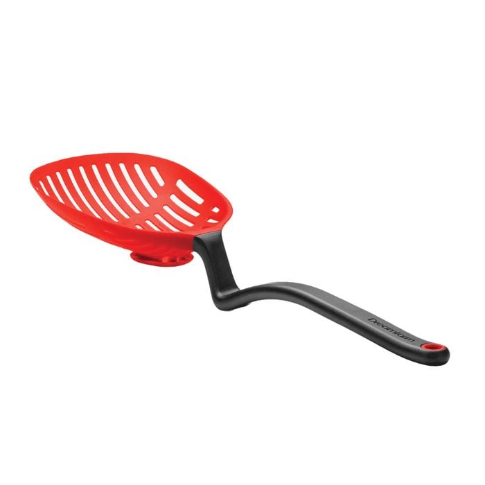Dreamfarm Lestrain Drip-Catching Sit-Up Cooking Serving Slotted Spoon 28cm Red