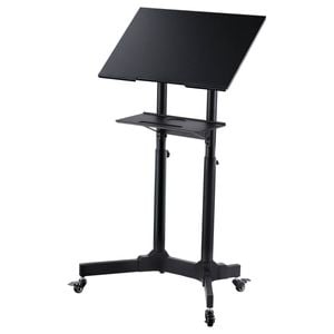 Artiss Mobile Lectern Stand, Adjustable Sit-to-Stand Presentation Podium w/ Wheels Black