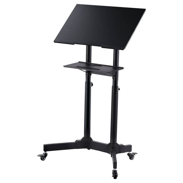 Artiss Mobile Lectern Stand, Adjustable Sit-to-Stand Presentation Podium w/ Wheels Black