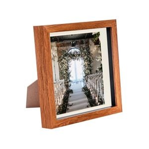 Nicola Spring Acrylic 3D Box Photo Frame with 6" x 6" Mount - 8" x 8"  - Dark Wood