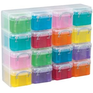 0.14 Litre X 16 Box Organiser Pack - Really Useful Box - Assorted Colours