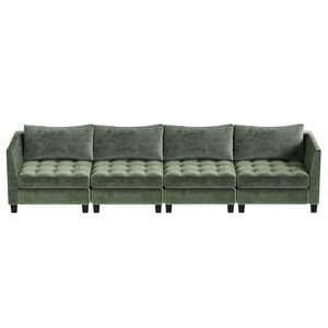 Ufurniture 4 Seater Sofa Chenille Modular Lounge Couch with Large Cushion Green
