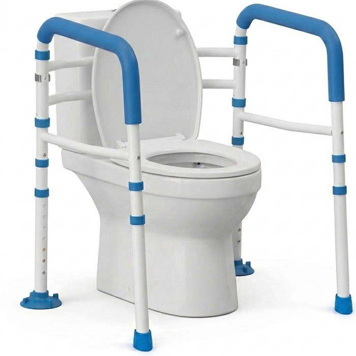 Altus Essential Toilet Safety Rails Adjustable Over Toilet Aid (White & Blue)