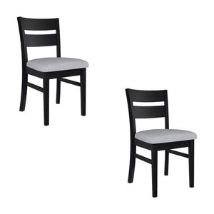 Ellen 2pc Set Dining Chair Fabric Seat Black