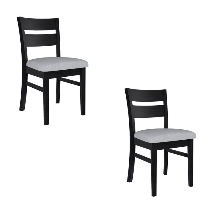 Ellen 2pc Set Dining Chair Fabric Seat Black