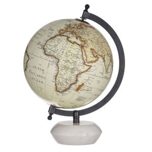 Amalfi Miles Globe Sculpture White Marble & White 25.4x25.4x31cm