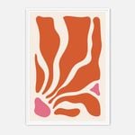 Galrie Vibrant Abstract Orange and Pink Minimalist Art Print for Modern Decor, White Frame, 50 x 70cm (20 x 28inch)