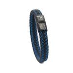 MEDI-ID Medical ID Leather Bracelet Black/Blue with Black Clasp