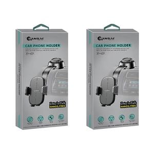 2PK Sansai Universal Suction Mounted Car Phone Holder Adjustable Anti-Slip Black