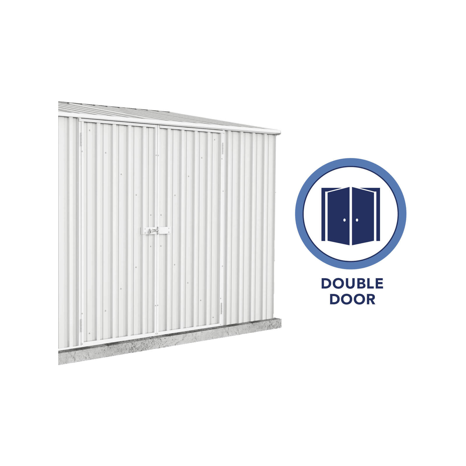 Absco Sheds 3.00 X 1.52 X 2.08m Space Saver Double Door Shed - Surfmist ...