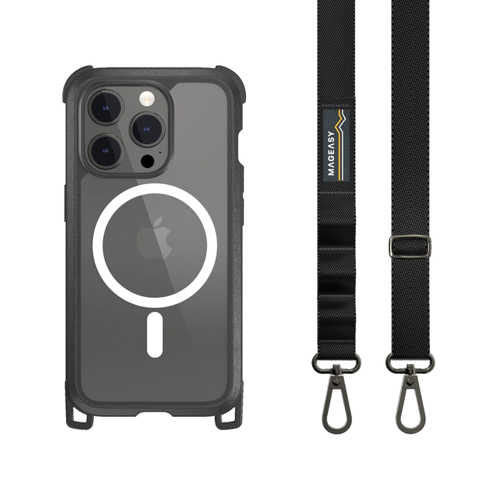 MagEasy Odyssey M + Strap MagSafe Case For iPhone 15 Pro - Black