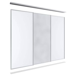 Lugna 2100 x 1801-2700mm Clear Anodised 1 Mirror 2 Melamine Wardrobe Triple Sliding Doors