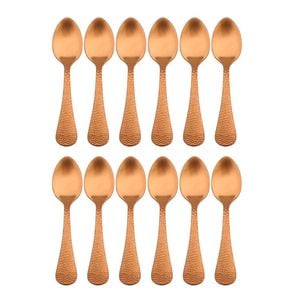 2x 6pc Coffee Culture Satin Copper Stainless Steel Coffee Stir Spoon Set 11cm