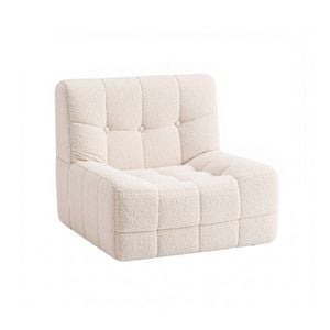 Artiss Single Small Boneless Couches For Living Room White Fabric