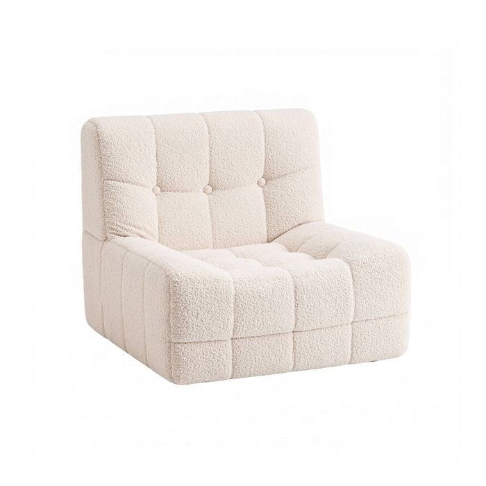 Artiss Single Small Boneless Couches For Living Room White Fabric