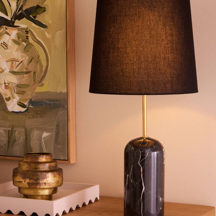 Amalfi Missouri Marble Table Lamp Black & Gold 30x30x62cm