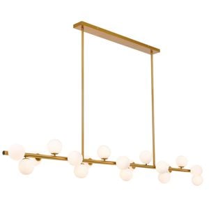Telbix Moran Modern 18-lights Pendant Hanging Lamp Light Metal Glass Antique Gold Opal Matt Gloss
