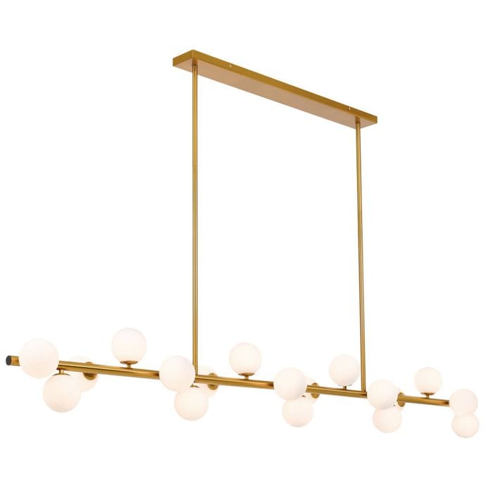 Telbix Moran Modern 18-lights Pendant Hanging Lamp Light Metal Glass Antique Gold Opal Matt Gloss