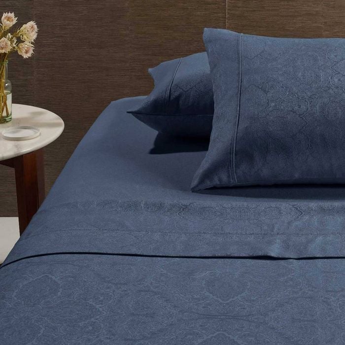 Accessorize Hotel Jacquard Cotton Rich Sheet Set Navy King