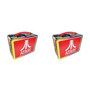 2PK Aquarius Tin Carry All Atari Fun Box Food Storage Lunchbox