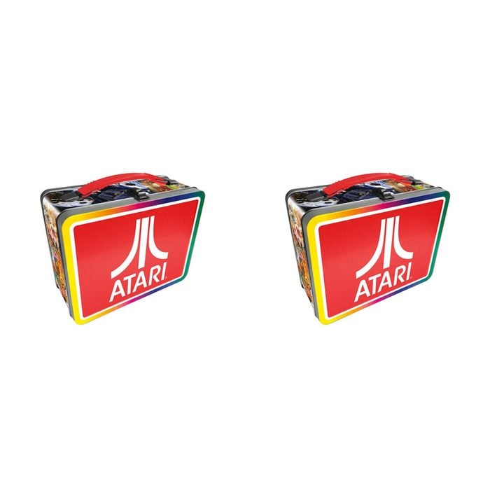 2PK Aquarius Tin Carry All Atari Fun Box Food Storage Lunchbox