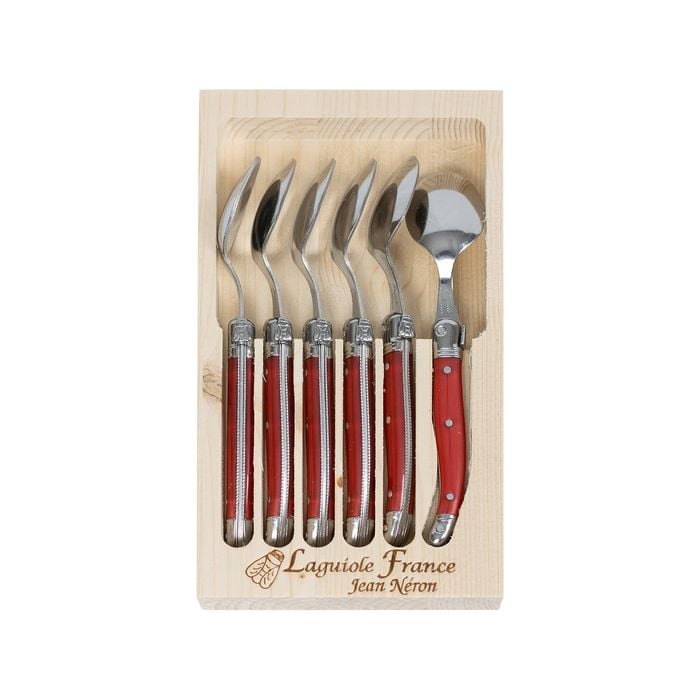 Laguiole Jean Neron 6pc. Coffee Spoon Set - Red